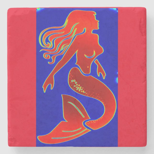 Posavasos De Piedra sirena de anclaje rojo (Anverso)