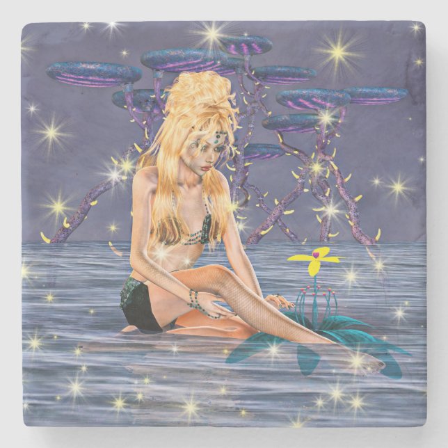 Posavasos De Piedra Sirena Dorada (Anverso)