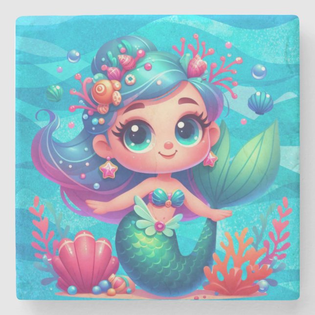 Posavasos De Piedra Sirena submarina (Anverso)
