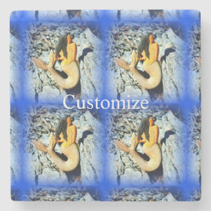Posavasos De Piedra Sirenas de pelo negro Thunder_Cove