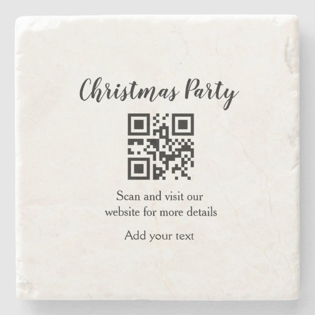 Posavasos De Piedra Sitio web de fiesta de Navidad simple código de ba (Anverso)