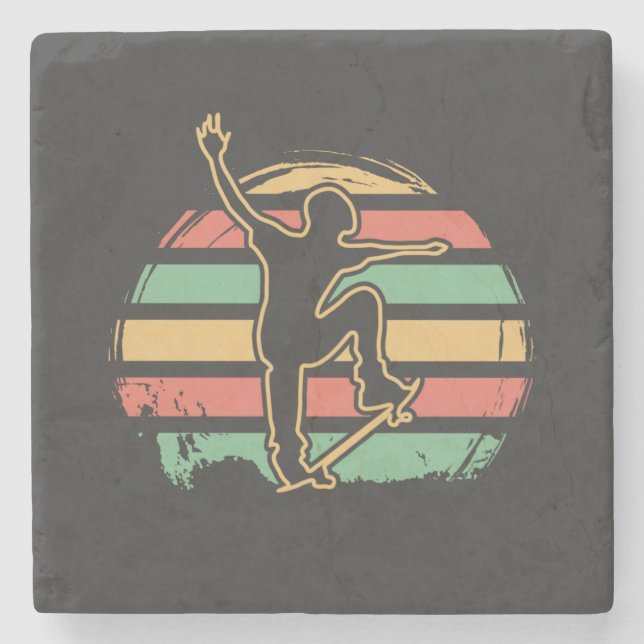 Posavasos De Piedra Skater Retro (Anverso)