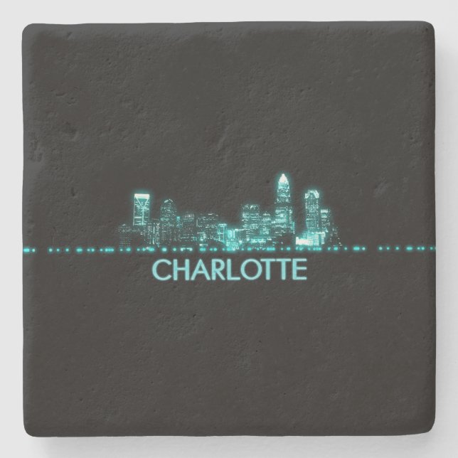 Posavasos De Piedra Skyline de Charlotte (Anverso)