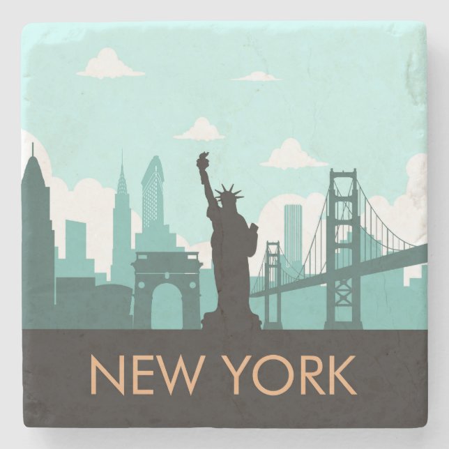 Posavasos De Piedra Skyline de Nueva York creativa (Anverso)