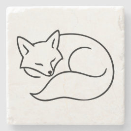 Posavasos De Piedra Sleeping Fox Line Art – Minimalist Home Accent