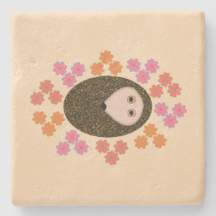 Posavasos De Piedra Sleepy Hedgehog snm Flores Stone Coaster