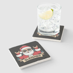 Posavasos De Piedra Sleigher de Navidad Santa Rock Navideño Rocker 