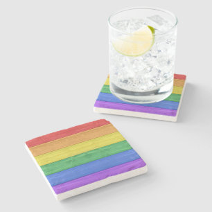Posavasos De Piedra SlipperyJoe's clásico arcoíris táctil hecho a mano