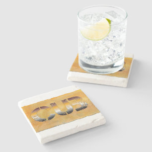 Posavasos De Piedra SlipperyJoe's cub word naranja-tonos marrones pro