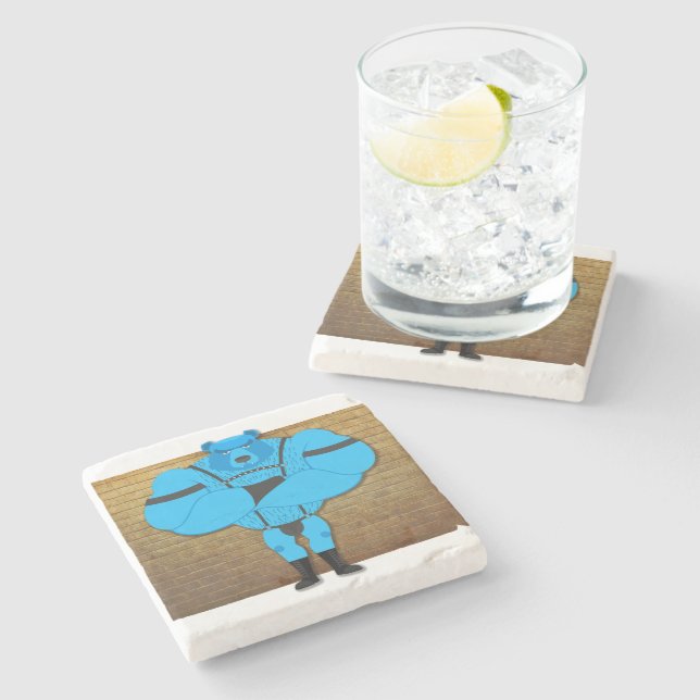 Posavasos De Piedra SlipperyJoe's gay musgo personalizado thong leathe (Lateral)