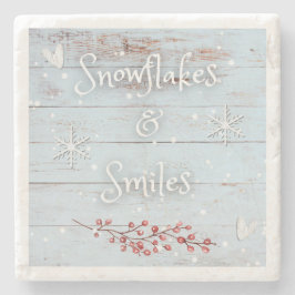 Posavasos De Piedra Snowflakes and Smiles Coaster