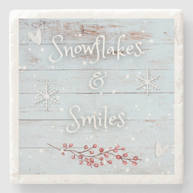 Posavasos De Piedra Snowflakes and Smiles Coaster (Anverso)