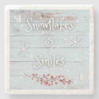 Posavasos De Piedra Snowflakes and Smiles Coaster