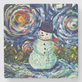 Posavasos De Piedra Snowman Holiday Stone Coaster