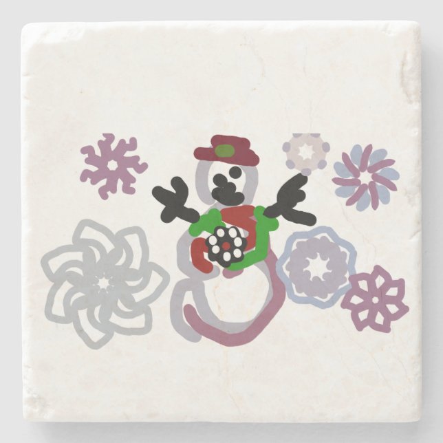 Posavasos De Piedra Snowman joy kind (Anverso)