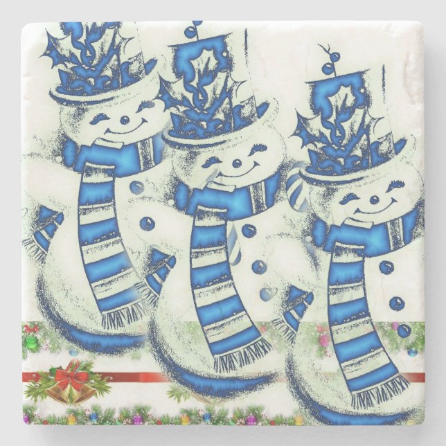 Posavasos De Piedra Snowman Marble Stone Coaster Navidades (Anverso)