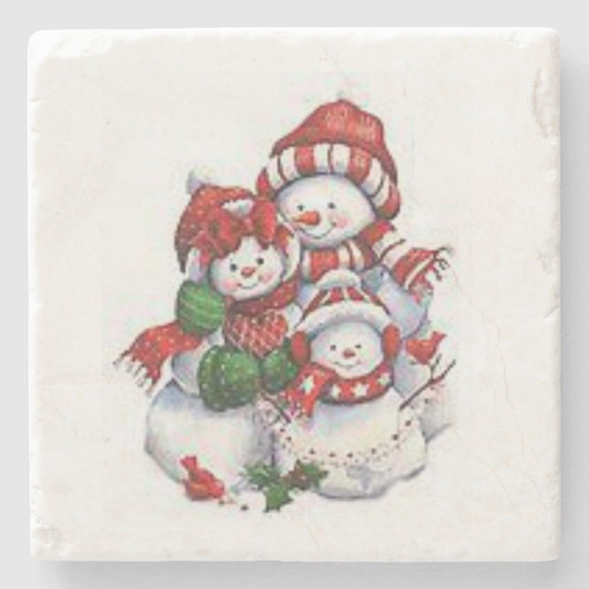 Posavasos De Piedra Snowman Marble Stone Coaster Navidades (Anverso)