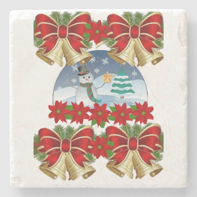 Posavasos De Piedra Snowman Marble Stone Coaster Navidades (Anverso)