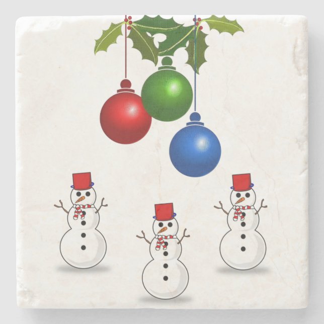Posavasos De Piedra Snowman Marble Stone Coaster Navidades (Anverso)