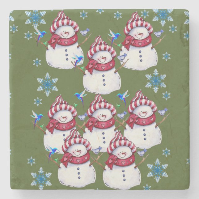 Posavasos De Piedra Snowman Marble Stone Coaster Navidades (Anverso)