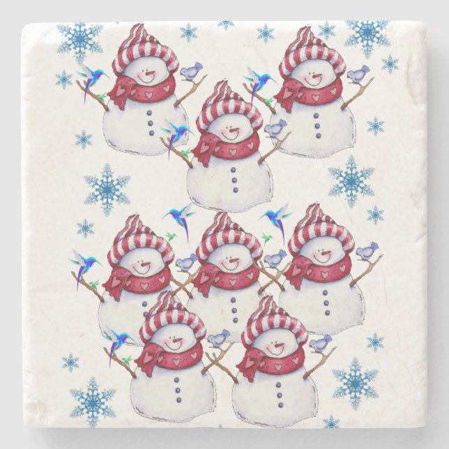 Posavasos De Piedra Snowman Marble Stone Coaster Navidades (Anverso)