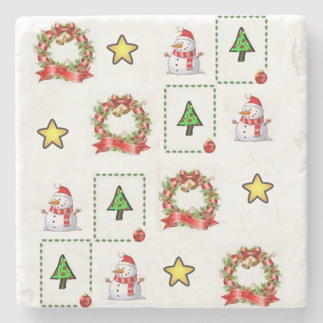 Posavasos De Piedra Snowman Marble Stone Coaster Navidades (Anverso)