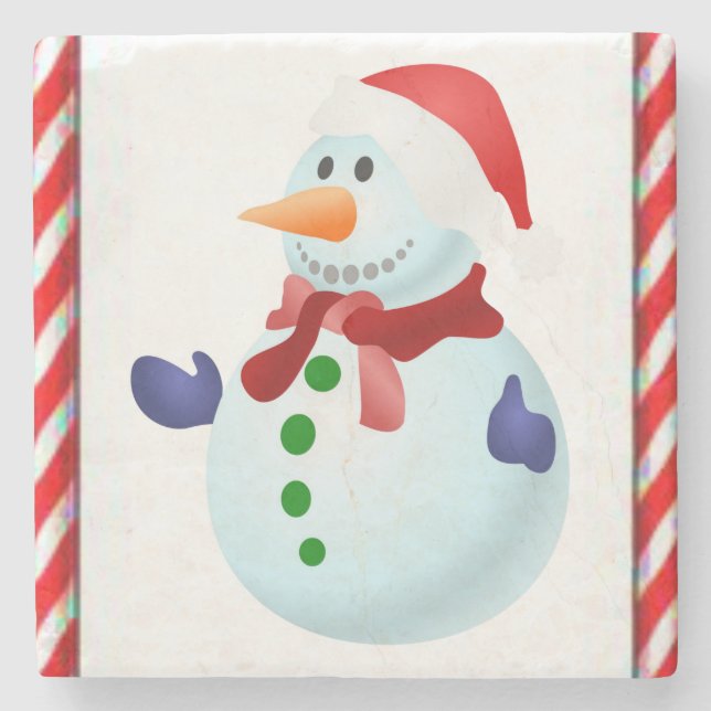 Posavasos De Piedra Snowman Marble Stone Coaster Navidades (Anverso)