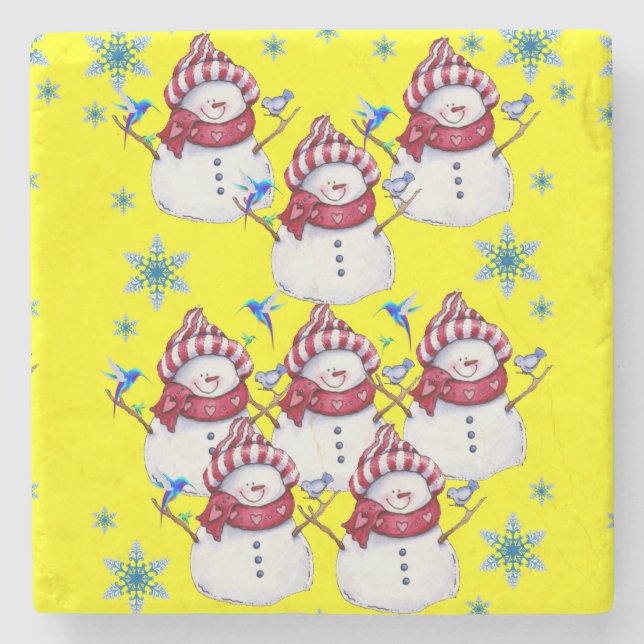 Posavasos De Piedra Snowman Marble Stone Coaster Navidades (Anverso)