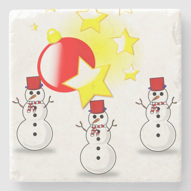 Posavasos De Piedra Snowman Marble Stone Coaster Navidades (Anverso)