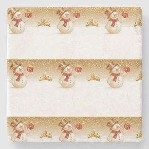 Posavasos De Piedra Snowman Marble Stone Coaster Navidades