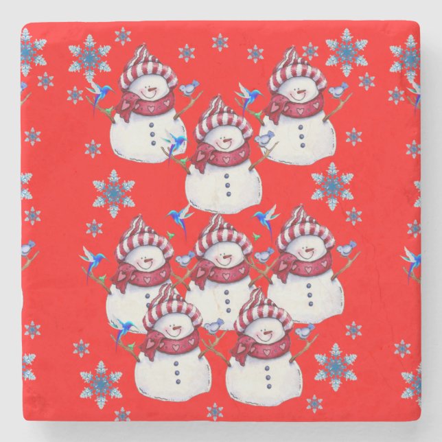Posavasos De Piedra Snowman Marble Stone Coaster Navidades (Anverso)