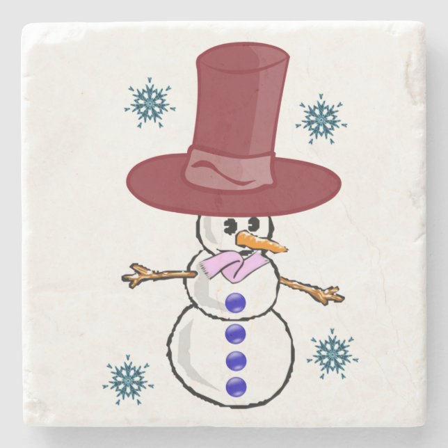 Posavasos De Piedra Snowman Marble Stone Coaster Navidades (Anverso)
