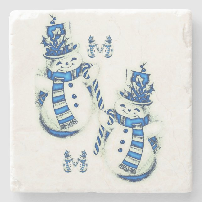 Posavasos De Piedra Snowman Marble Stone Coaster Navidades (Anverso)