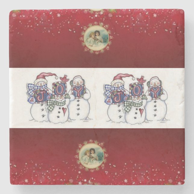 Posavasos De Piedra Snowman Marble Stone Coaster Navidades (Anverso)