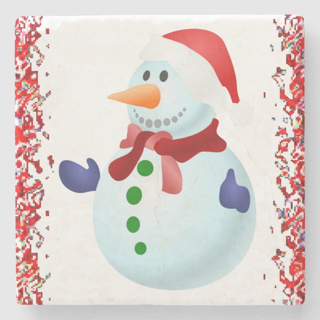 Posavasos De Piedra Snowman Marble Stone Coaster Navidades (Anverso)
