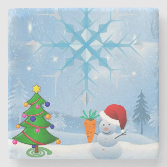 Posavasos De Piedra Snowman Marble Stone Coaster Navidades (Anverso)