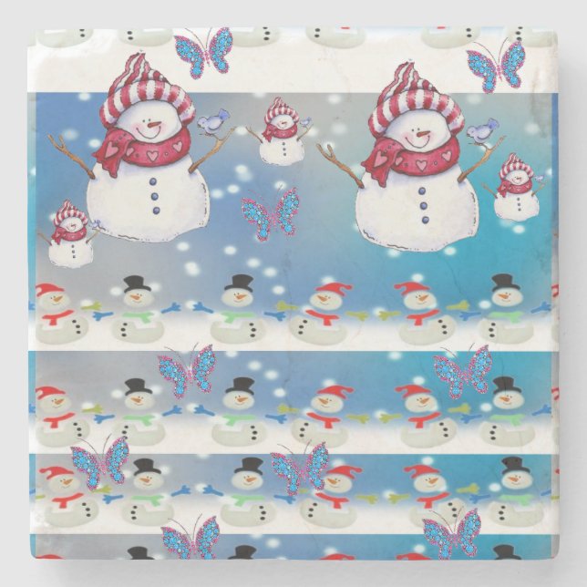 Posavasos De Piedra Snowman Marble Stone Coaster Navidades (Anverso)