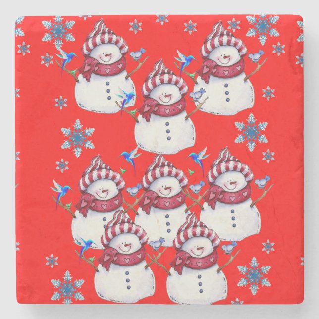 Posavasos De Piedra Snowman Marble Stone Coaster Navidades (Anverso)