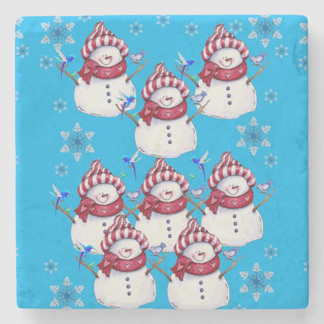 Posavasos De Piedra Snowman Marble Stone Coaster Navidades (Anverso)