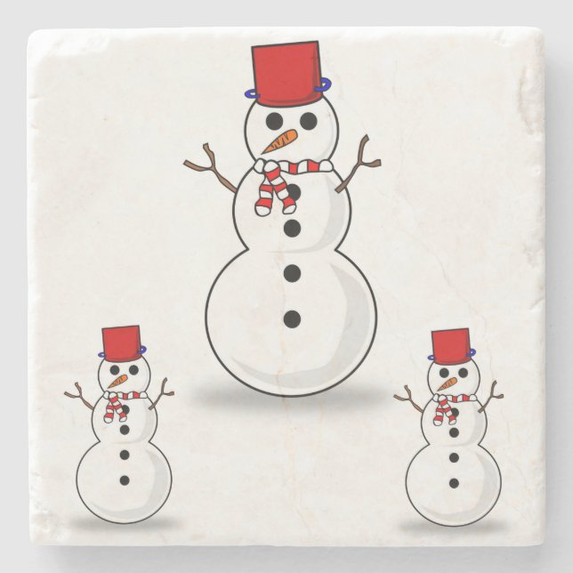Posavasos De Piedra Snowman Marble Stone Coaster Navidades (Anverso)