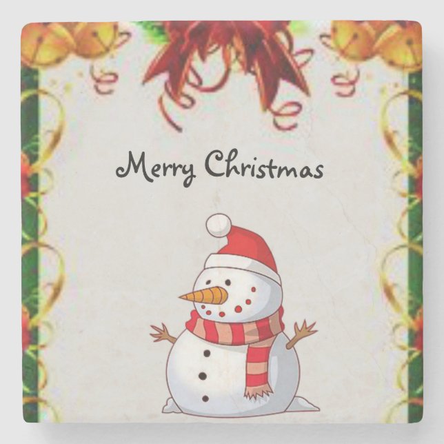 Posavasos De Piedra Snowman Marble Stone Coaster Navidades (Anverso)