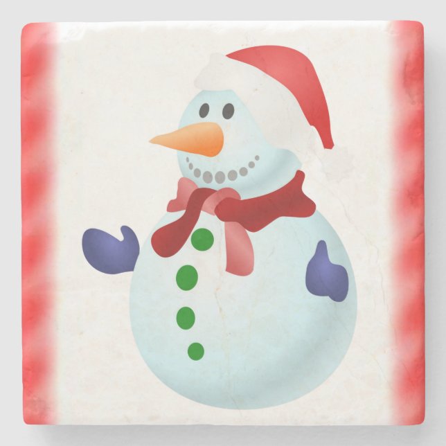 Posavasos De Piedra Snowman Marble Stone Coaster Navidades (Anverso)
