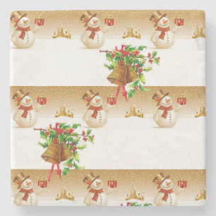 Posavasos De Piedra Snowman Marble Stone Coaster Navidades