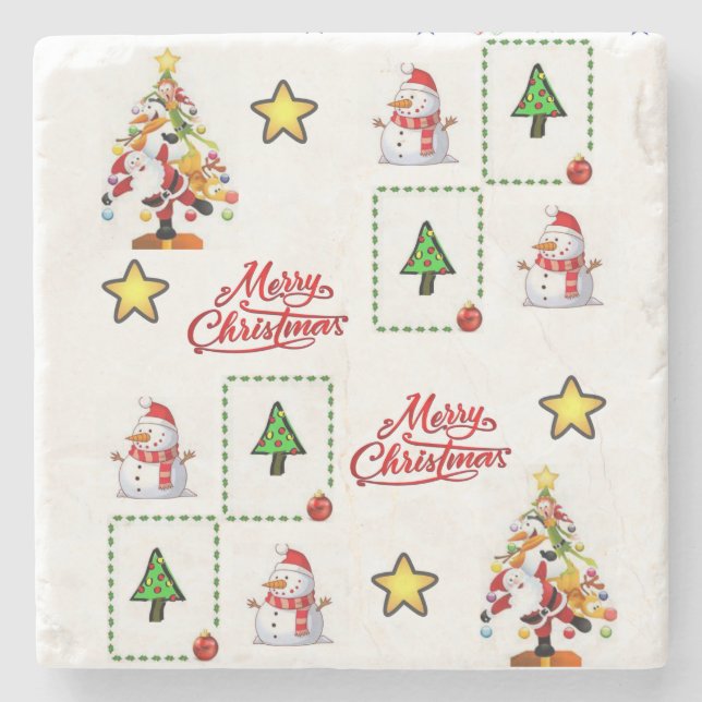 Posavasos De Piedra Snowman Marble Stone Coaster Navidades (Anverso)