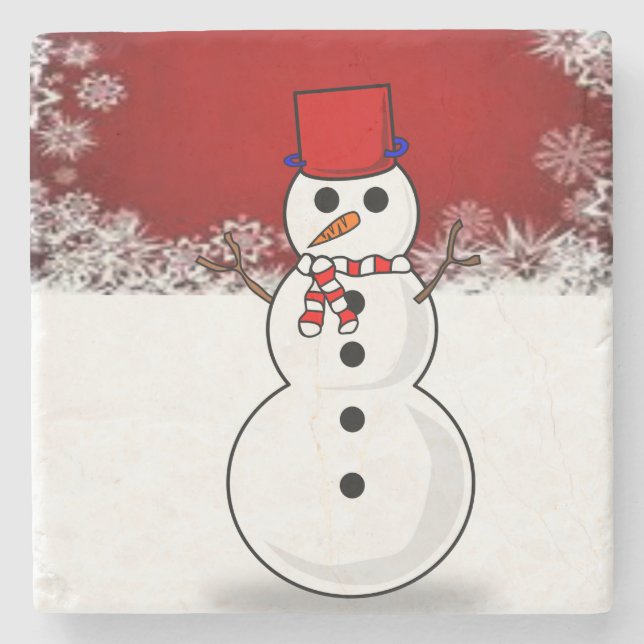 Posavasos De Piedra Snowman Marble Stone Coaster Navidades (Anverso)