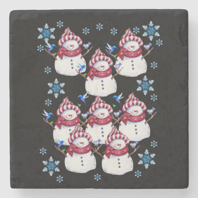 Posavasos De Piedra Snowman Marble Stone Coaster Navidades (Anverso)