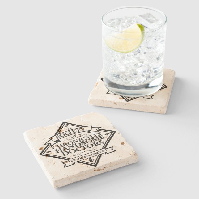 Posavasos De Piedra Sociedad de Médicas crónicamente guapos - Dr. grac (Lateral)