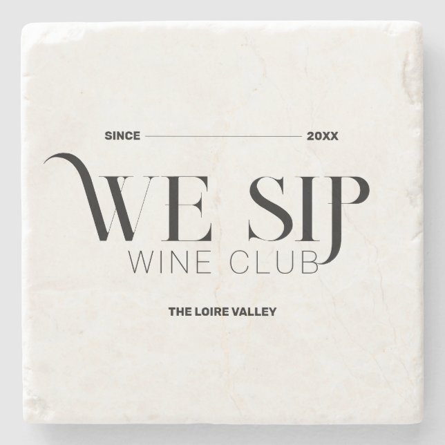 Posavasos De Piedra Sofisticado Escudo Personalizado De Wine Club (Anverso)