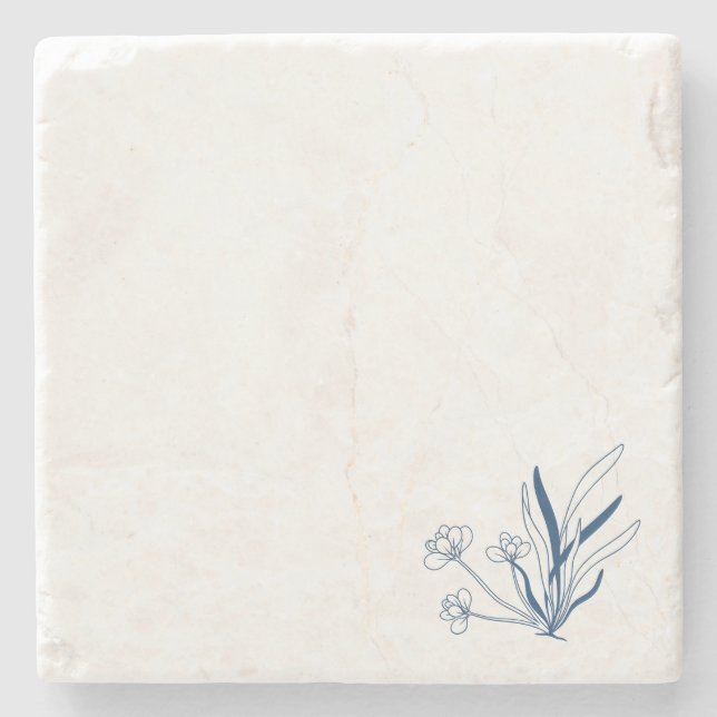 Posavasos De Piedra Soft Blue Floral | Coastal Minimalist (Anverso)