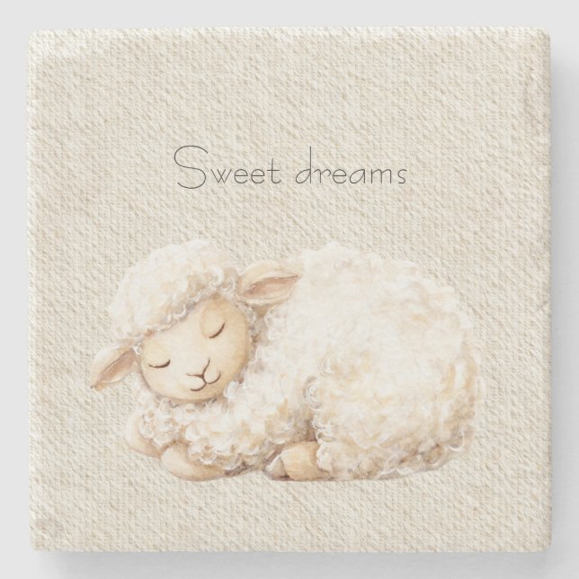 Posavasos De Piedra Soft Fluffy Sleeping Sheep (Anverso)